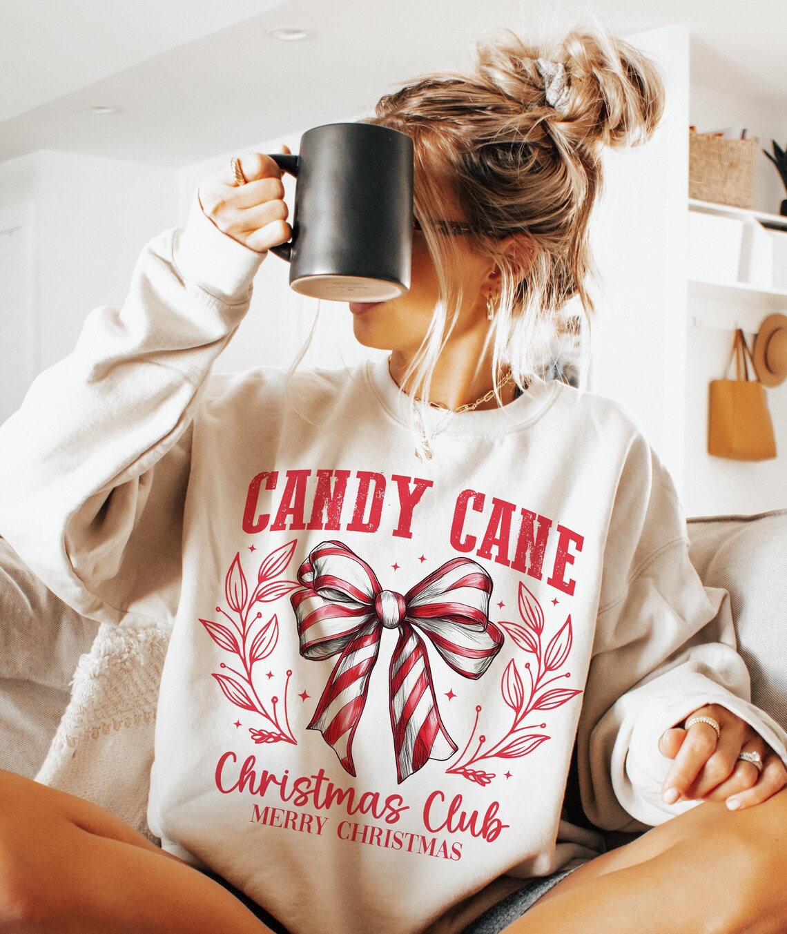 Sweatshirt Crew Hoodie Or T-Shirt  Christmas  Candy Cane Christmas Club