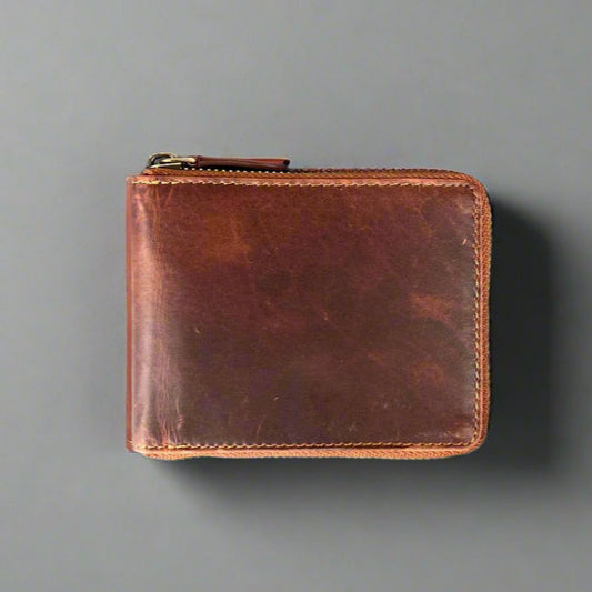 Men’s Zip-Around Cow Leather Wallet