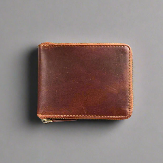 Men’s Zip-Around Cow Leather Wallet