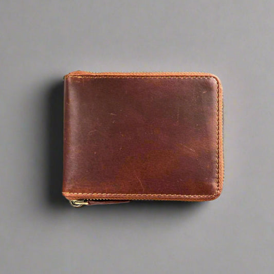 Men’s Zip-Around Cow Leather Wallet