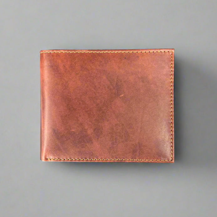 Men’s Bifold Flip-Up Cow Leather Wallet