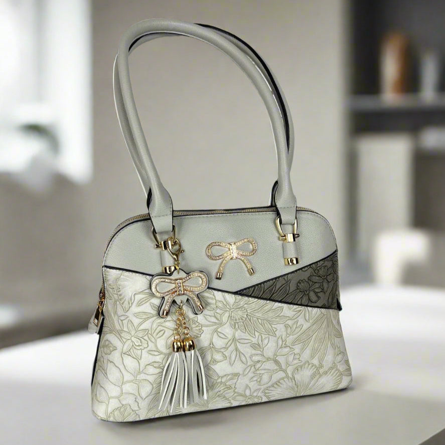 Temptation Italy Faux Leather 2-Handle Bag with Floral Design