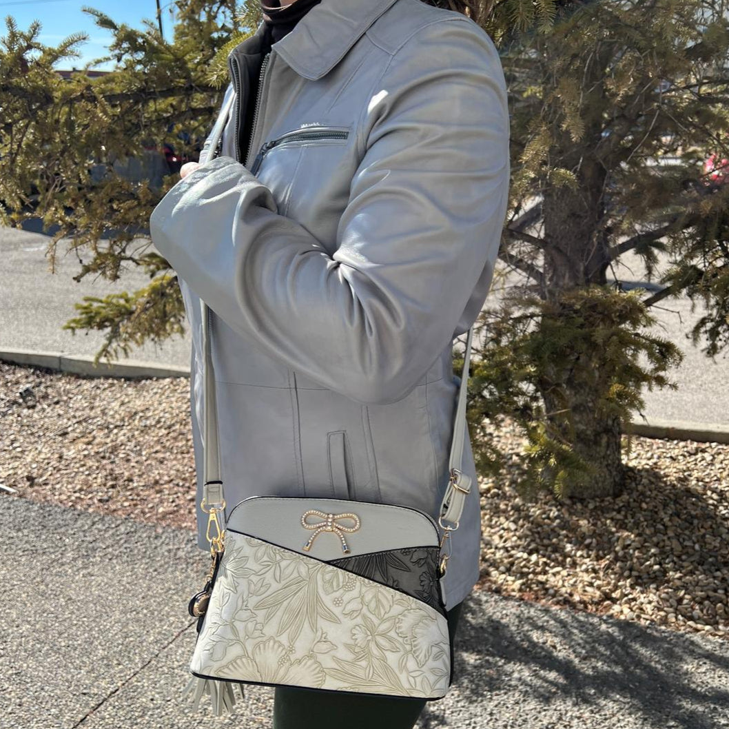 Temptation Italy Faux Leather Small Crossbody Bag with Floral Design