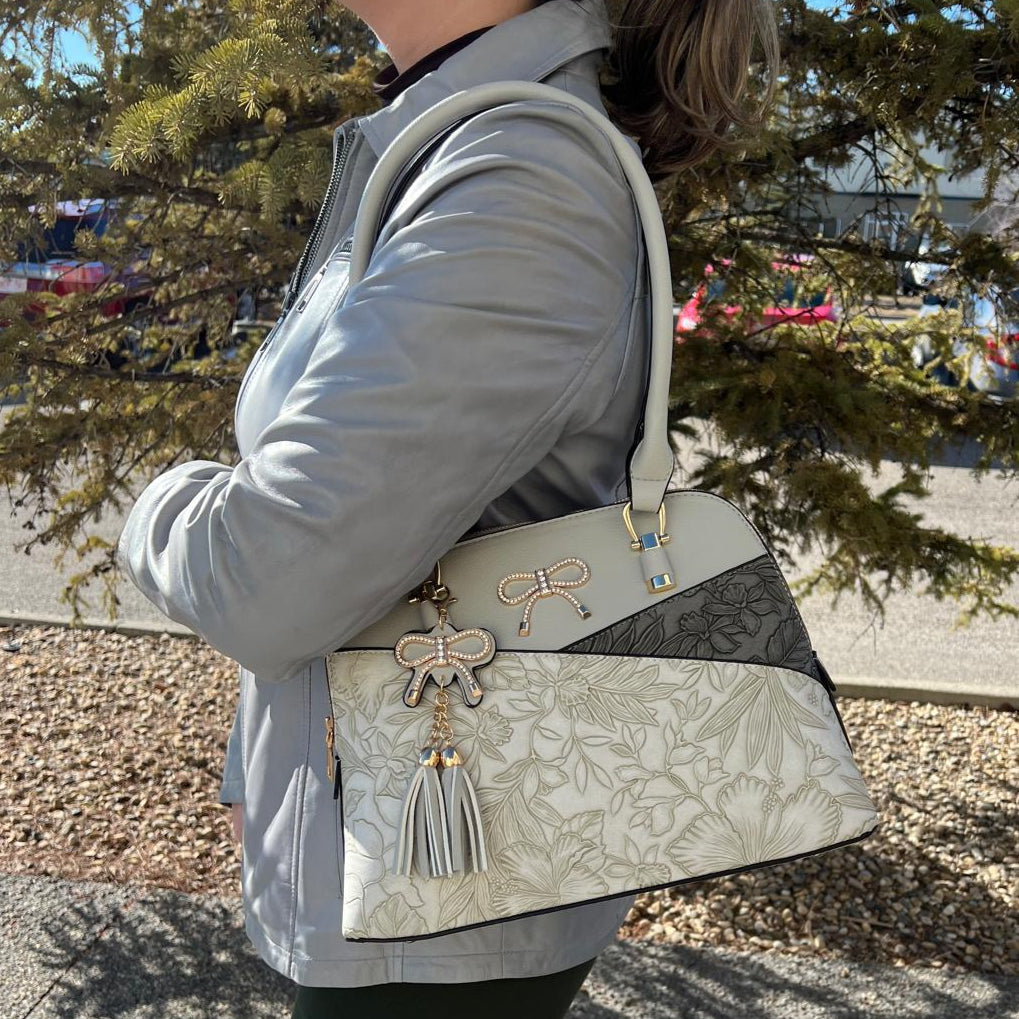 Temptation Italy Faux Leather 2-Handle Bag with Floral Design