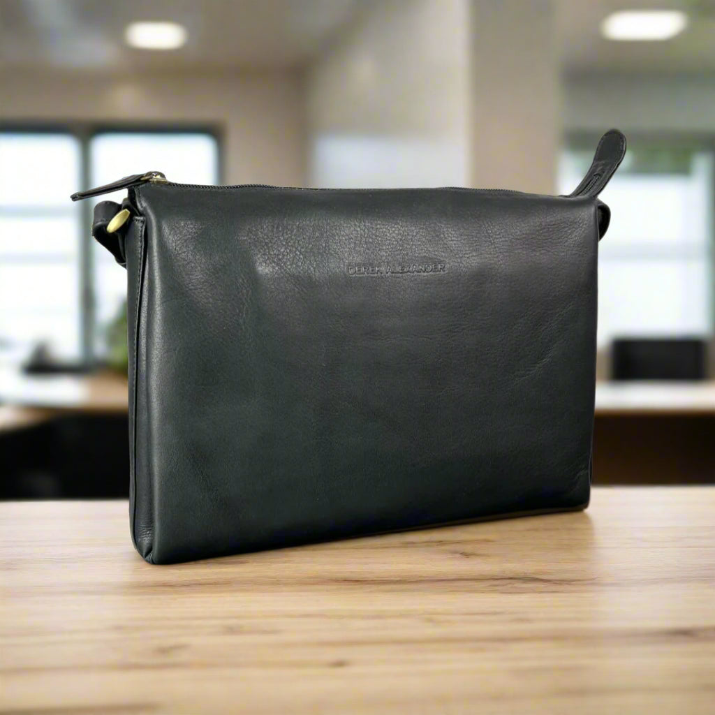Derek Alexander Zip Top Leather Crossbody Bag