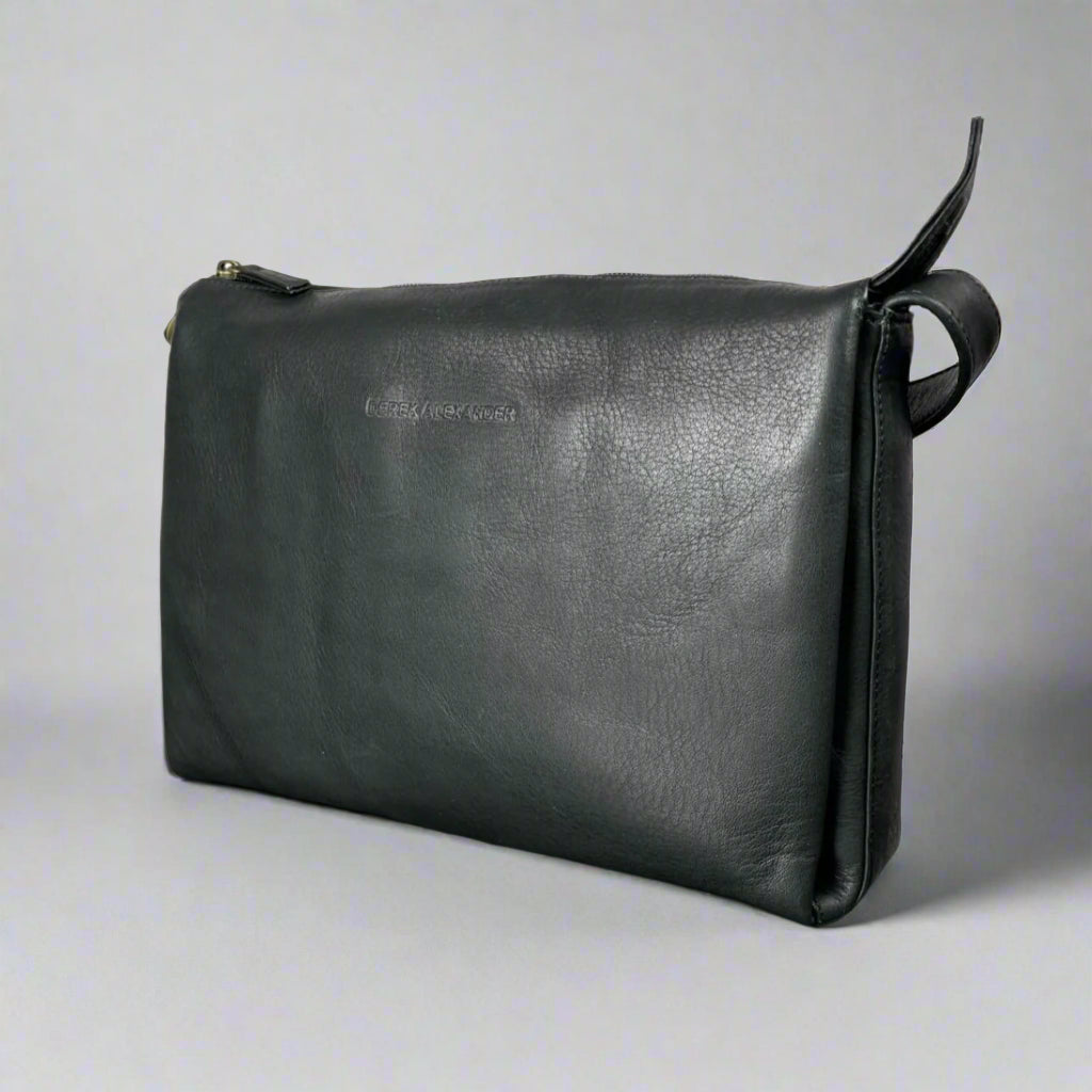 Derek Alexander Zip Top Leather Crossbody Bag