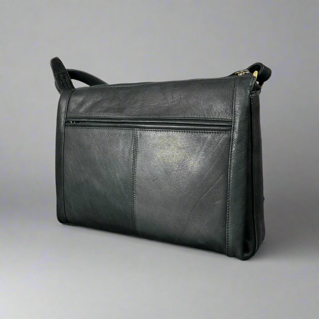 Derek Alexander Zip Top Leather Crossbody Bag