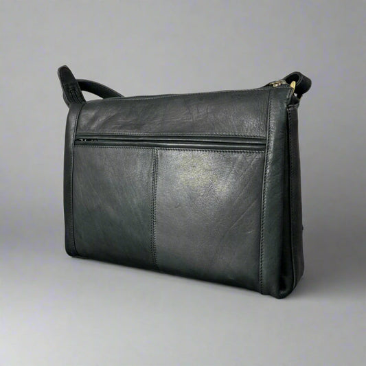 Derek Alexander Zip Top Leather Crossbody Bag