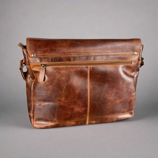 Greenwood Leather Laptop Bag. Premium Waxed Full-Grain Leather Briefcase for 16" Laptops