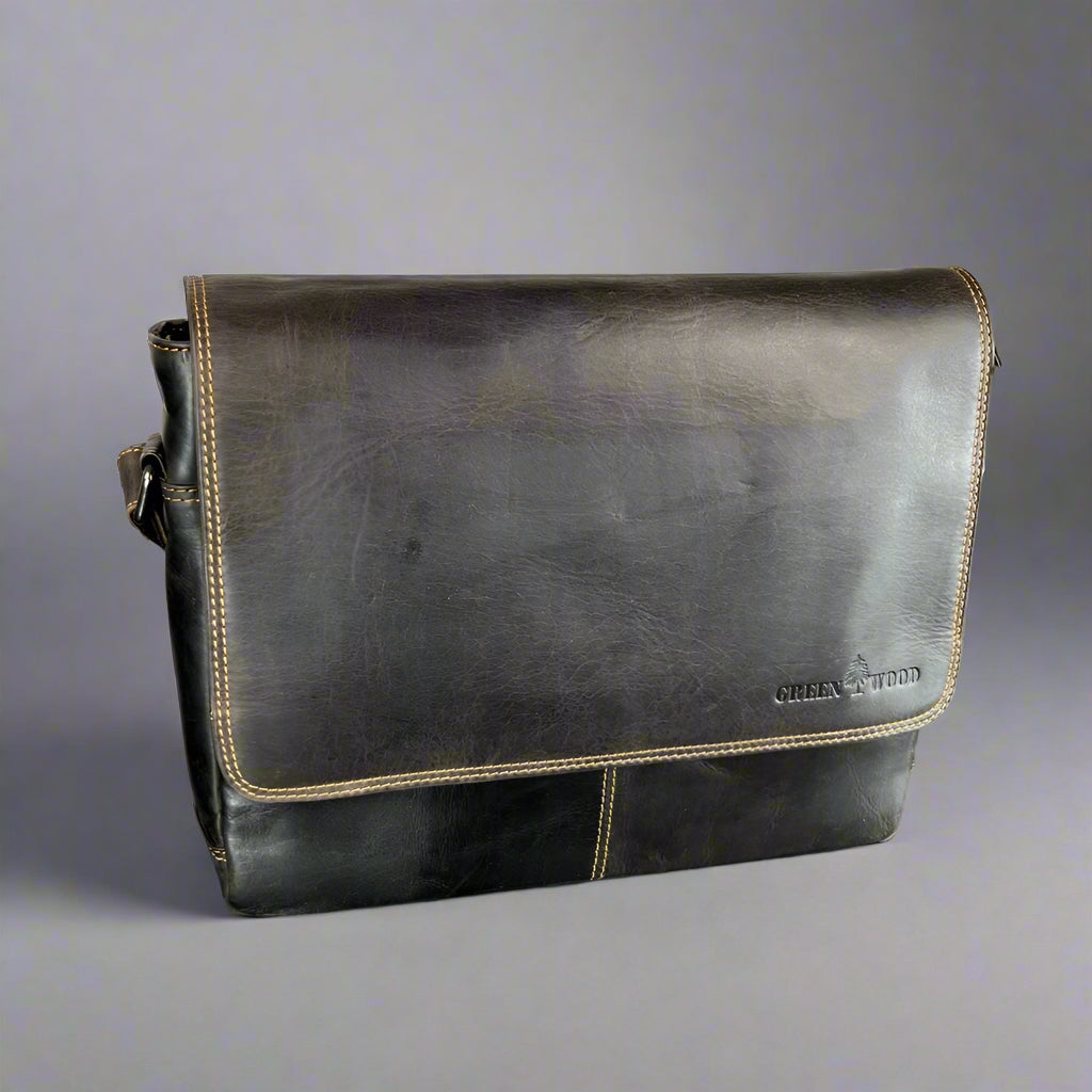 Greenwood Leather Messenger Laptop Bag