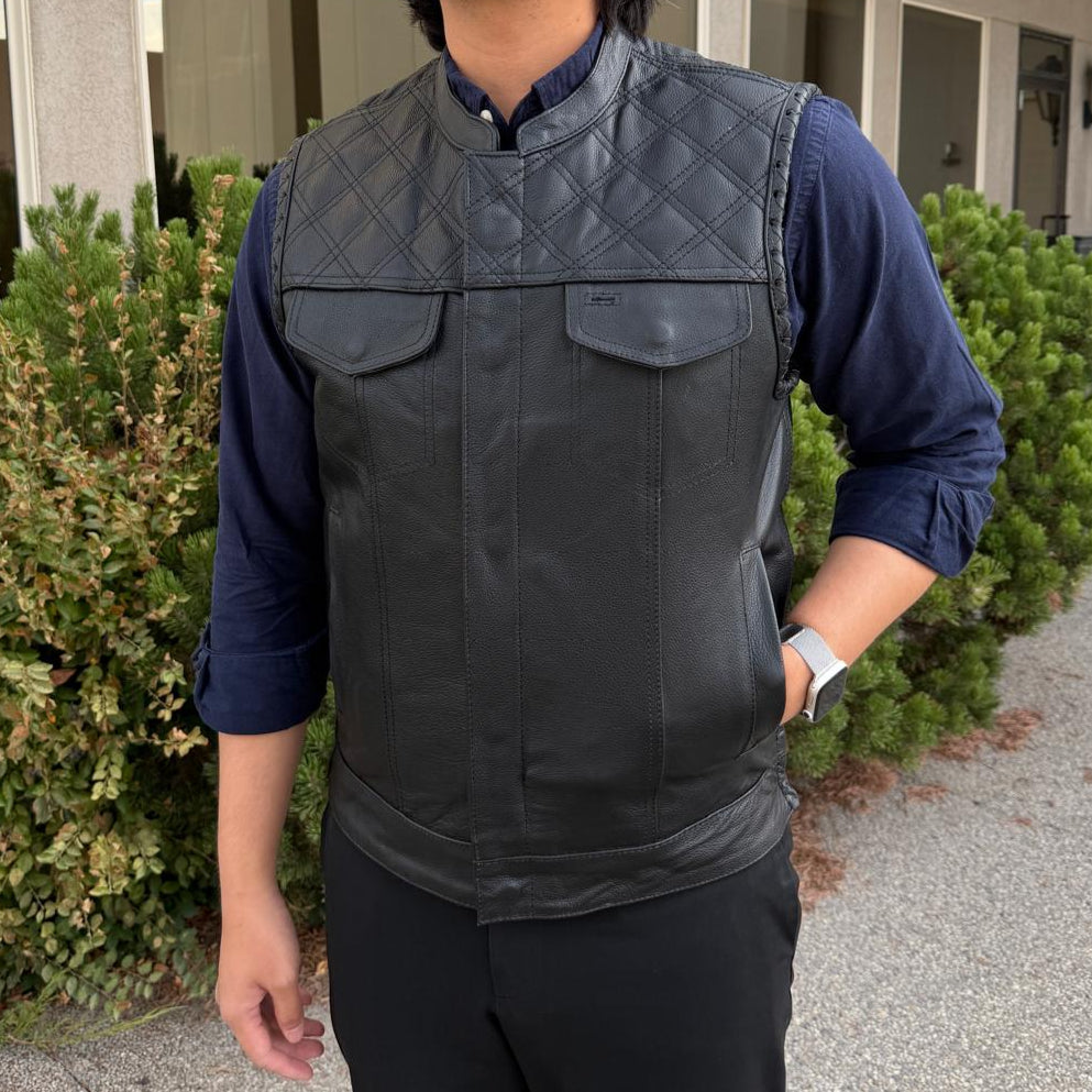 Men's Genuine Cow Leather Biker Club Vest