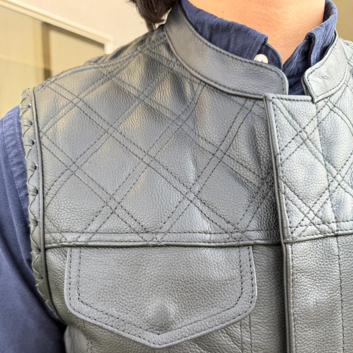 Men's Genuine Cow Leather Biker Club Vest