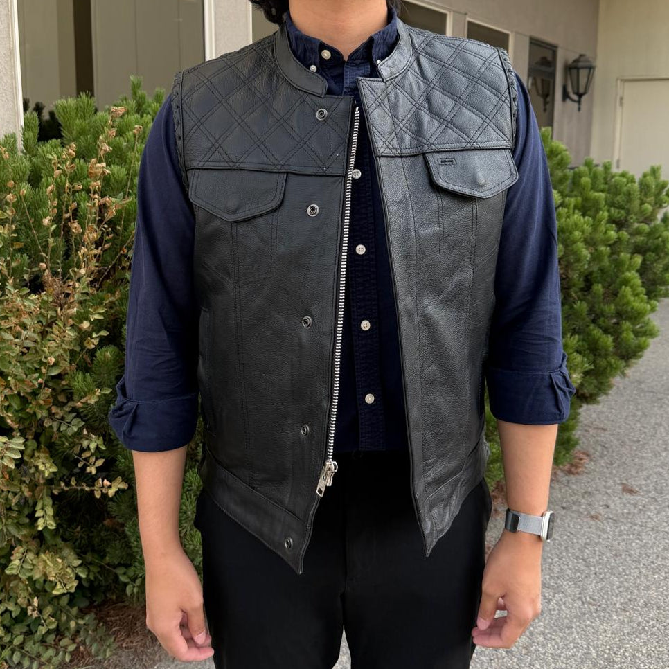 Men's Genuine Cow Leather Biker Club Vest