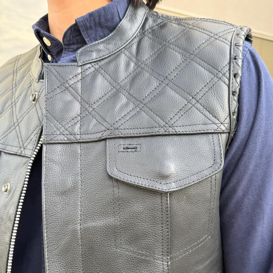 Men's Genuine Cow Leather Biker Club Vest