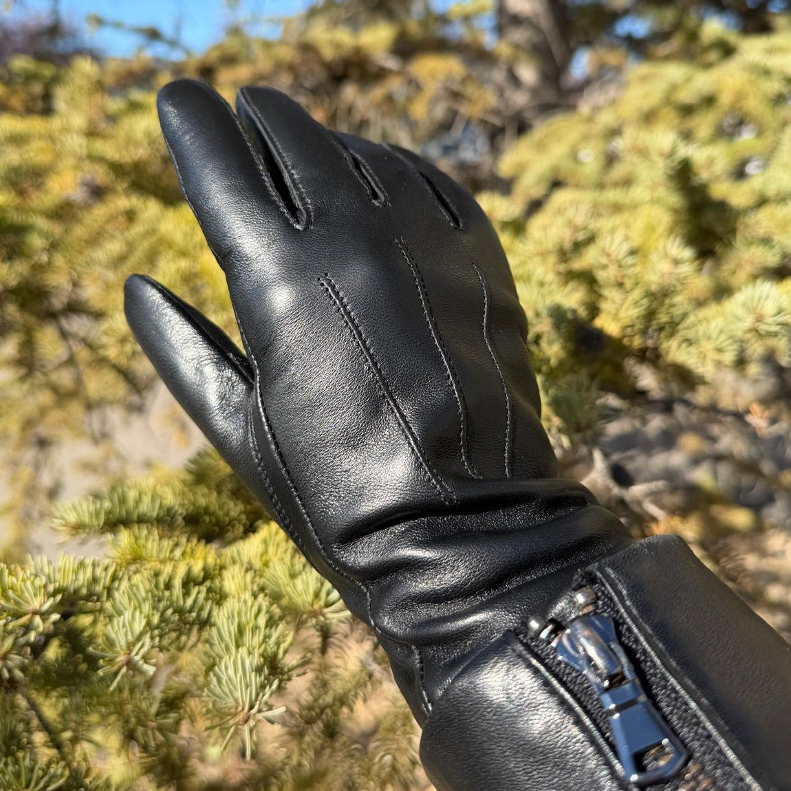 Women's Touchscreen Sheep Leather Gloves with Wool Blend Lining