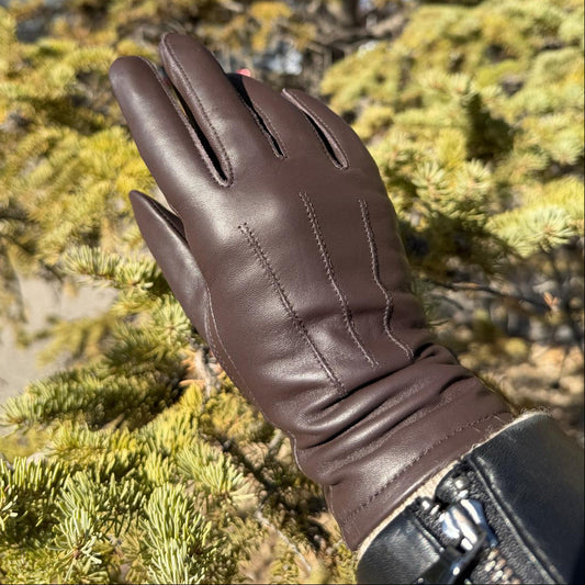 Women's Touchscreen Sheep Leather Gloves with Wool Blend Lining
