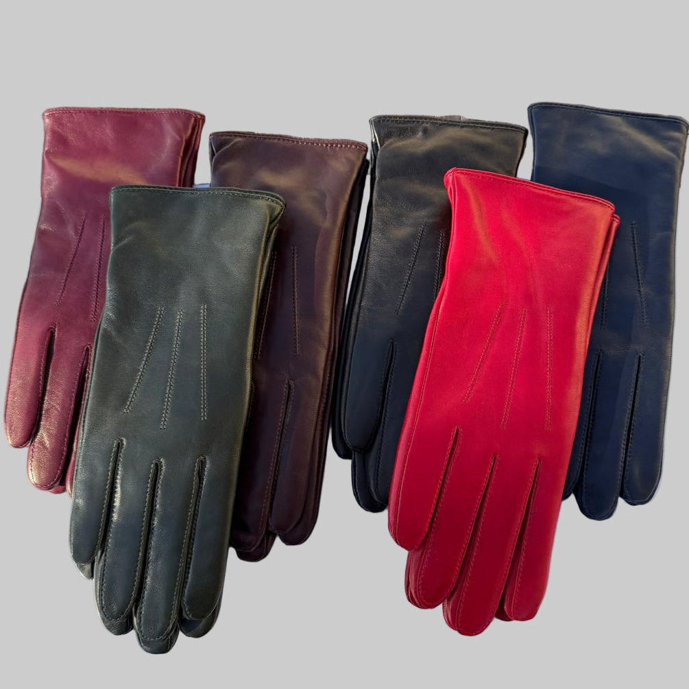 Women's Drum Dyed Lamb Leather Gloves with Wool Blend Lining