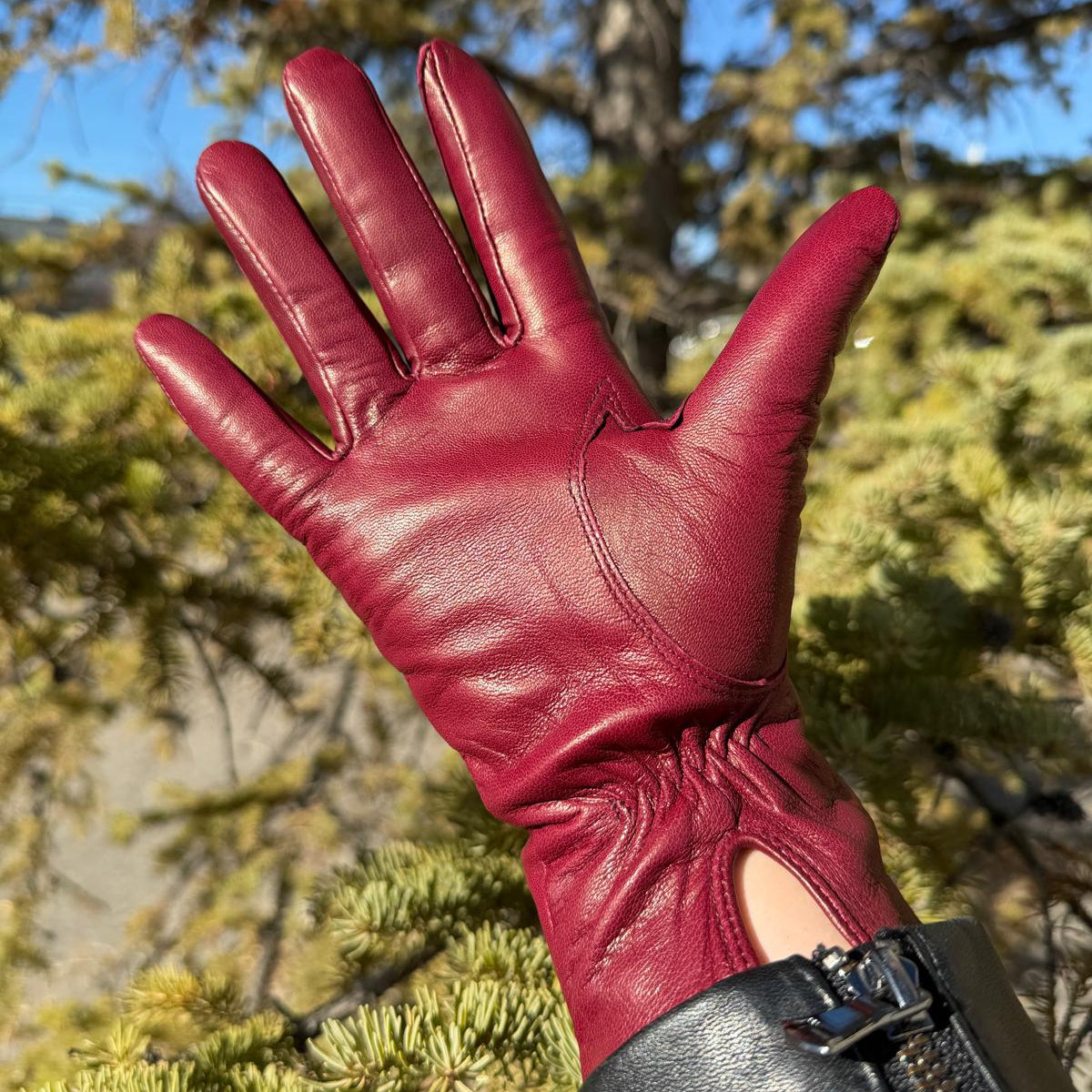 Women's Drum Dyed Lamb Leather Gloves with Wool Blend Lining