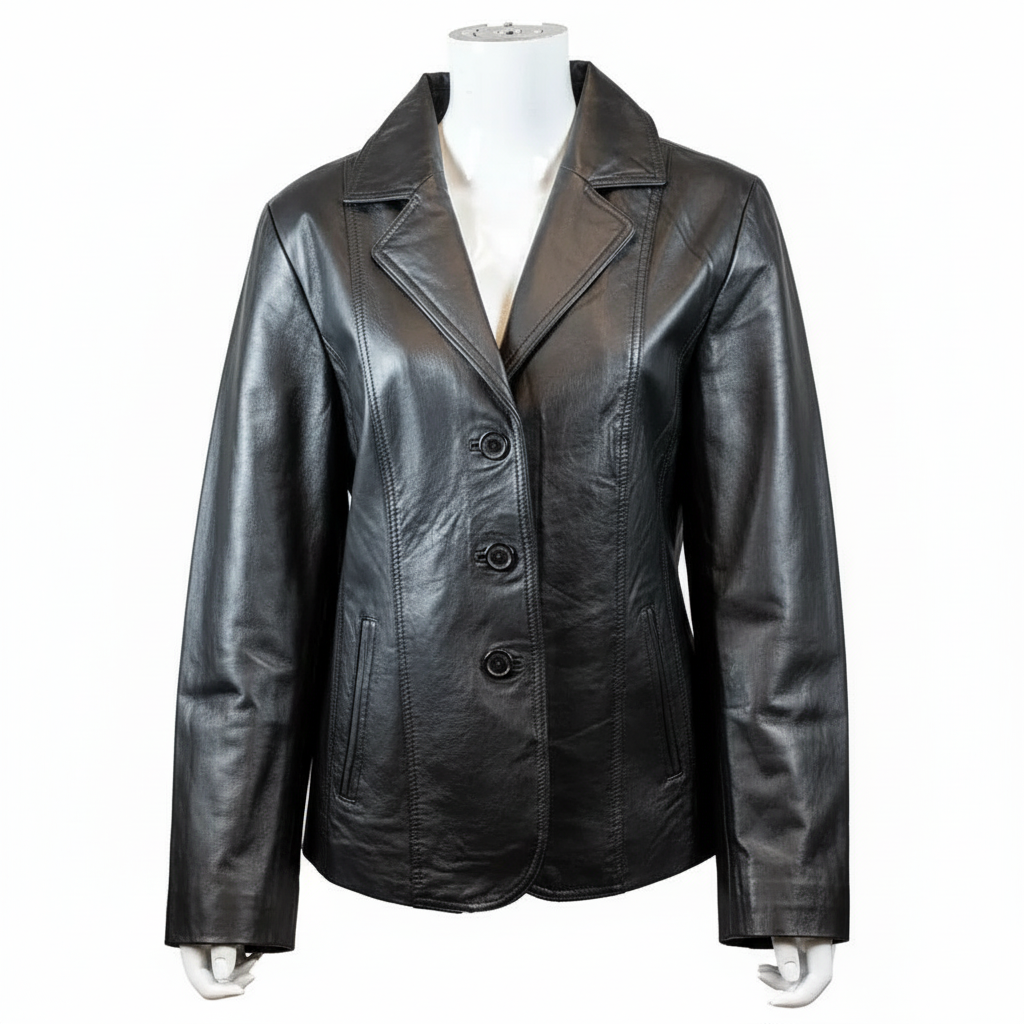 Women's Blazer Stitched Leather Jacket