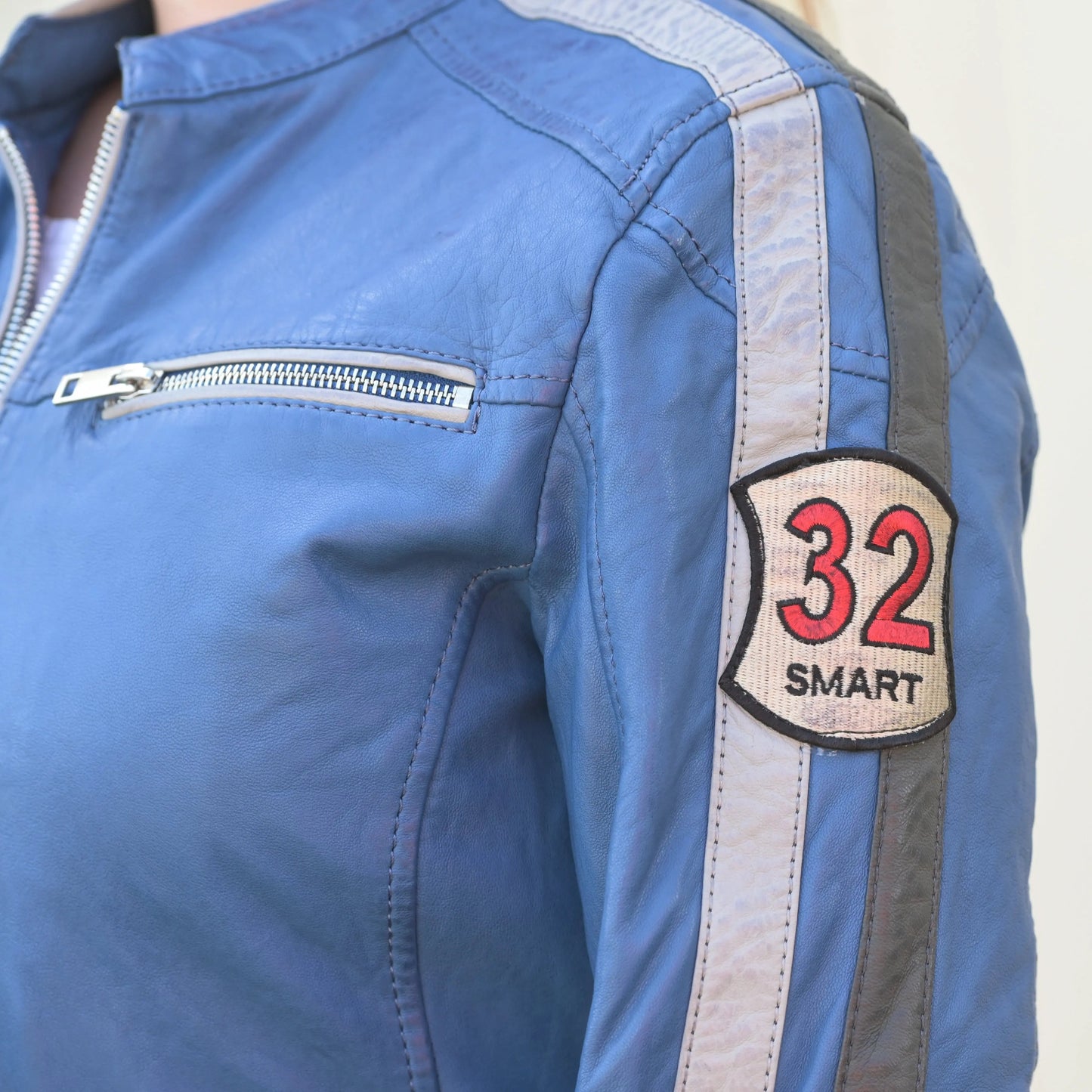 Women's Leather Jacket with Patches