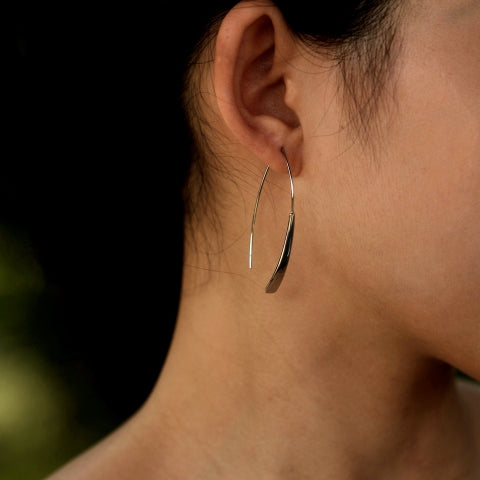 XIMENA Geometric Curves Silver Hoops