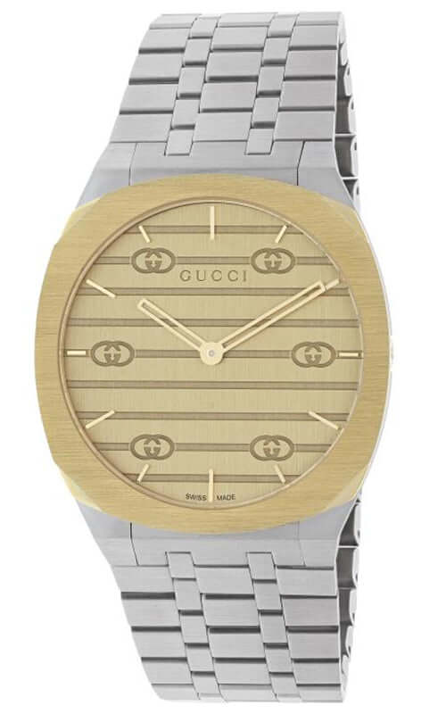 GUCCI 'GUCCI 25H' Steel and 18k Gold Plated Watch YA163403