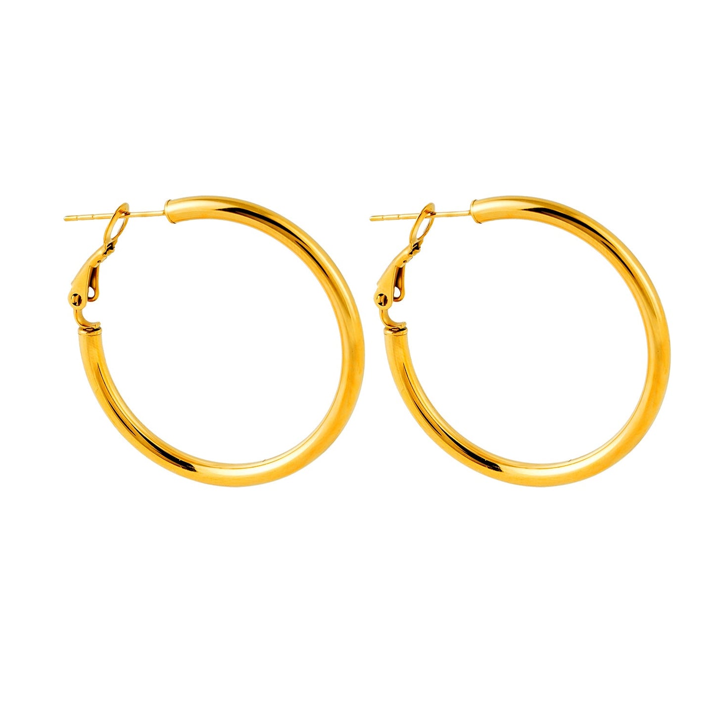 YANNA: Mid-Width Essential Hoop Earrings Gold Size C (3cm)