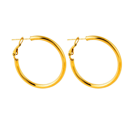 YANNA: Mid-Width Essential Hoop Earrings Gold Size C (3cm)