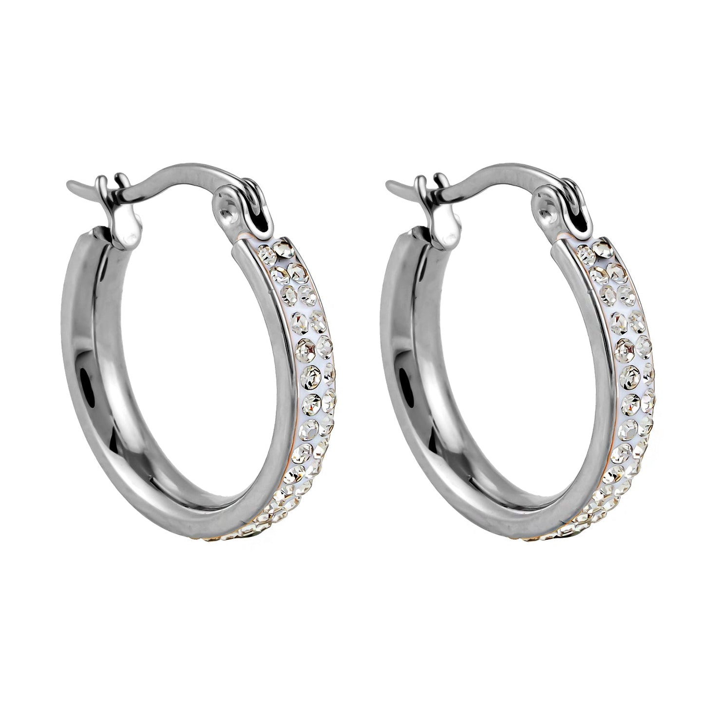 Style YARA: 'Pavé All the Way' Zirconia Hoop Earrings (Small Size) Silver