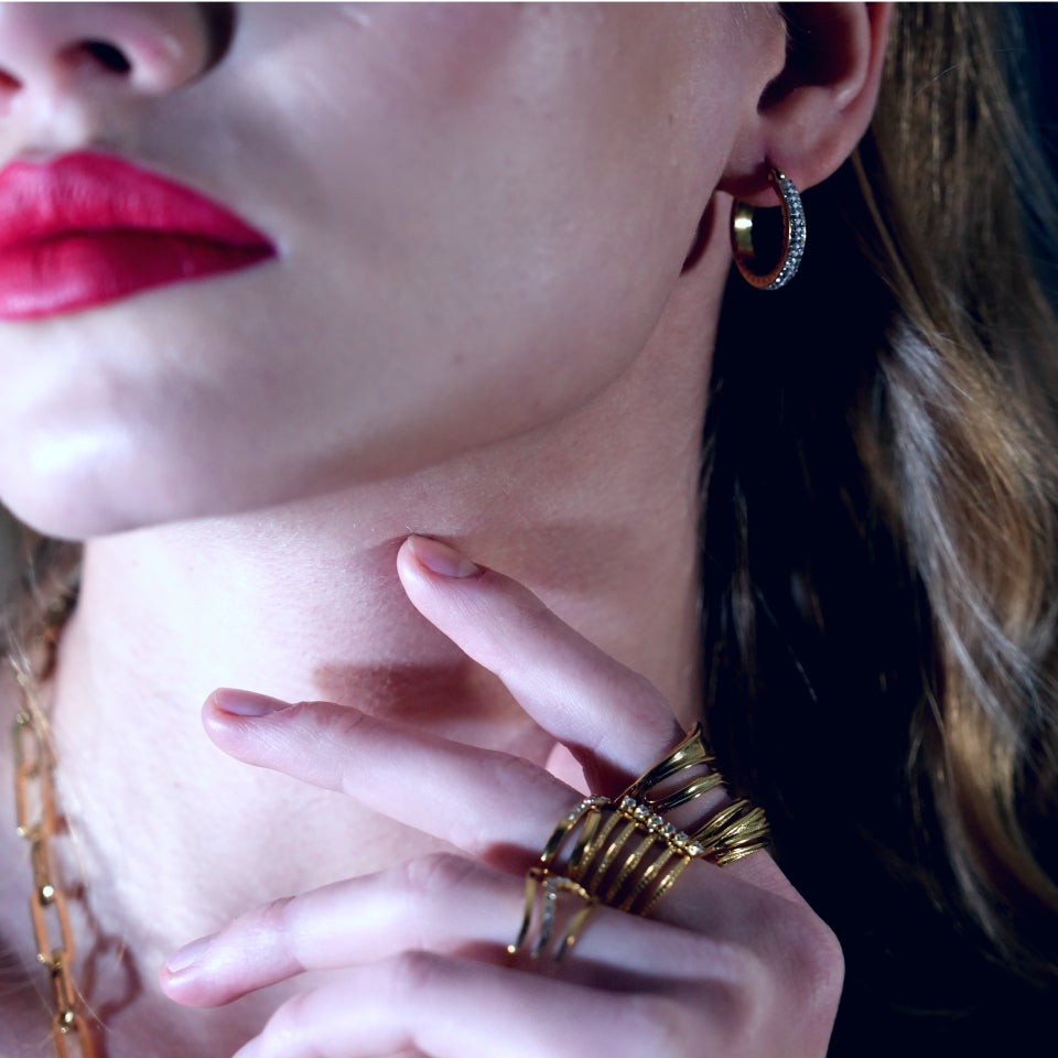 YARA: 'Pavé All the Way' Zirconia Hoop Earrings (Small Size) Gold