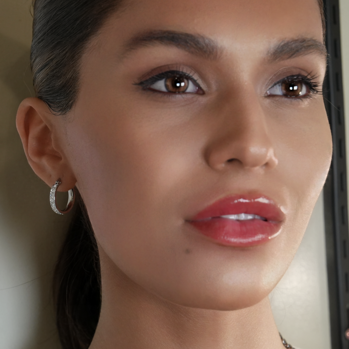 Style YARA: 'Pavé All the Way' Zirconia Hoop Earrings (Small Size) Silver