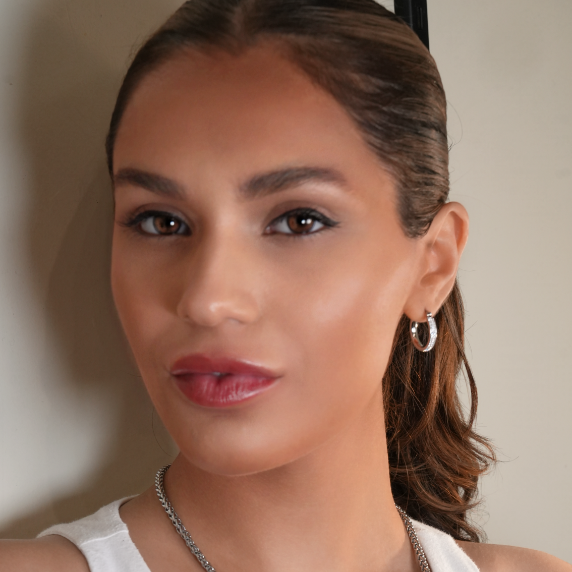 Style YARA: 'Pavé All the Way' Zirconia Hoop Earrings (Small Size) Silver