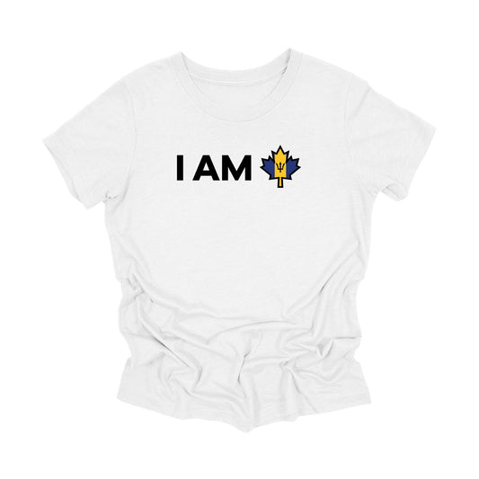 YOUTH - I Am Canada - Canadian Maple Leaf with Barbados Flag, YOUTH T-Shirt, Canadian Gift T-Shirt, Barbados Present, National Flag Tee Shirt - Inspired X