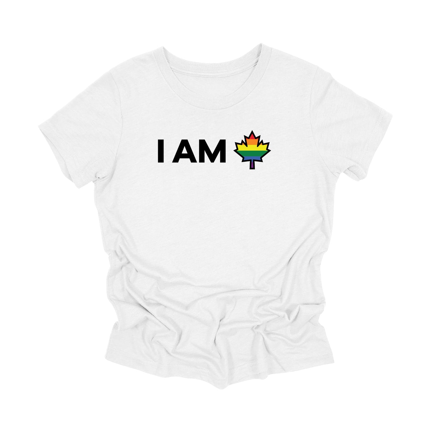 YOUTH - I Am Canada - Canadian Maple Leaf with LGBTQ Flag, YOUTH T-Shirt, Canadian Gift T-Shirt, LGBTQ Present, National Flag Tee Shirt - Inspired X