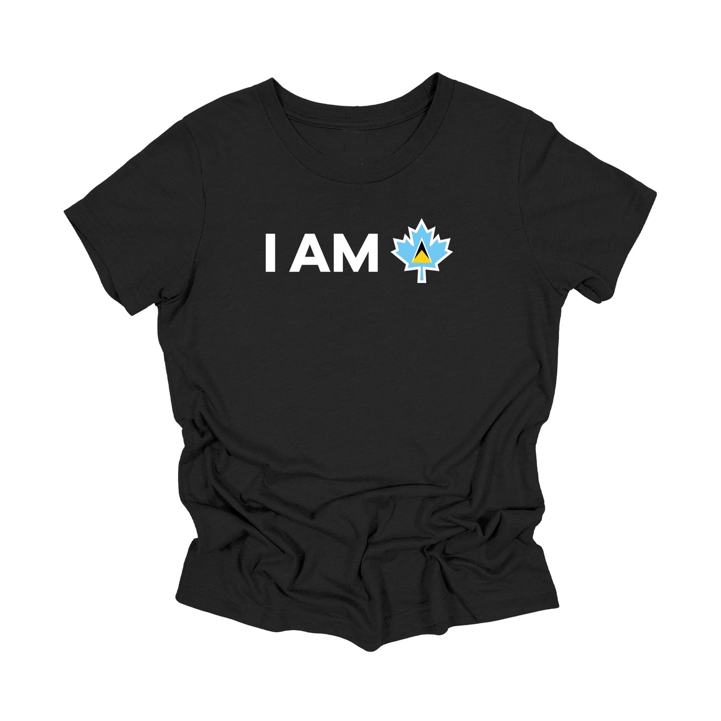 YOUTH - I Am Canada - Canadian Maple Leaf with Saint Lucia Flag,  YOUTH T-Shirt, Canadian Gift T-Shirt, Saint Lucia Present, National Flag Tee Shirt - Inspired X
