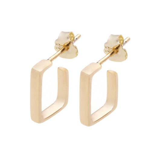 Yellow Gold Rectangle Hoop Earrings