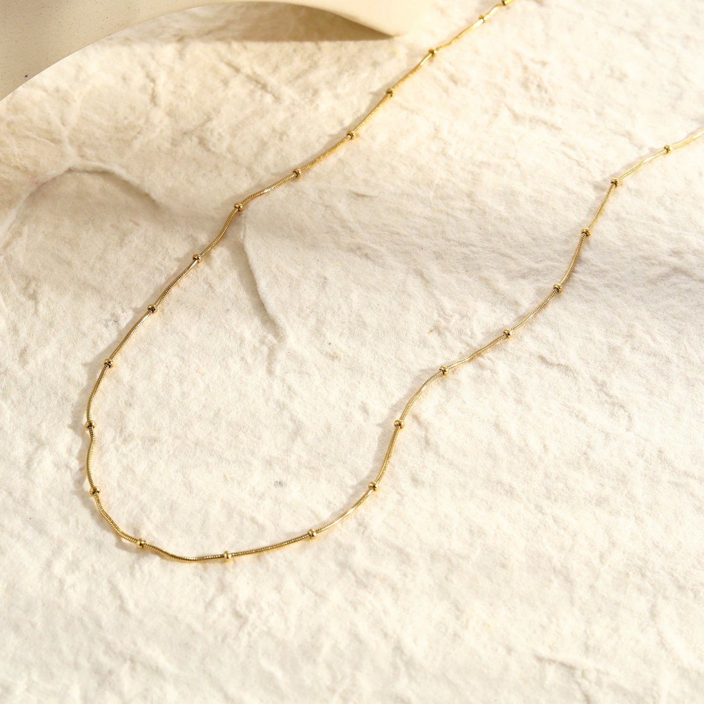 ZAHARA: Mini Textured Beaded Dainty Gold Chain