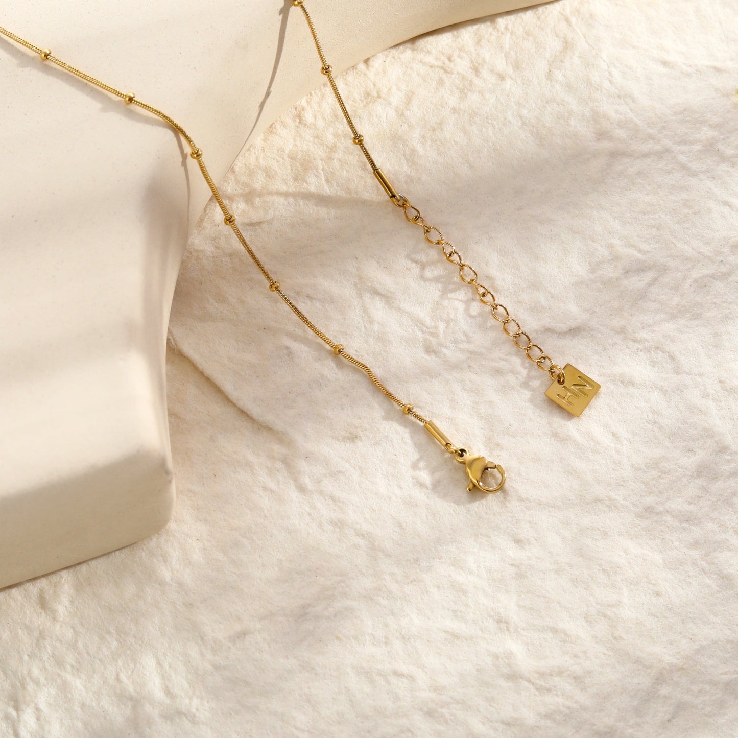 ZAHARA: Mini Textured Beaded Dainty Gold Chain