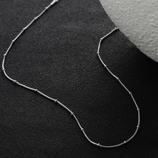 ZAHARA Mini Textured Beaded Dainty Silver Chain