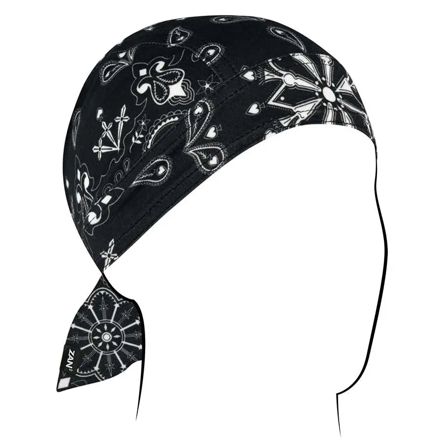 ZANheadgear Black Paisley Skull Cap