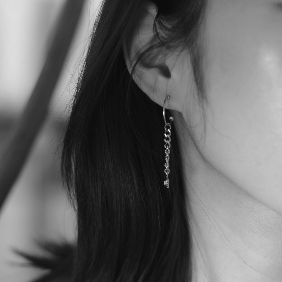 MIYA: Zirconia Link Chain Drop Earrings