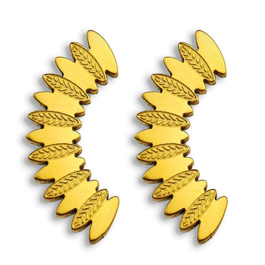 ZOEY: Curved Shaped Leaf Patterned Stud Earrings