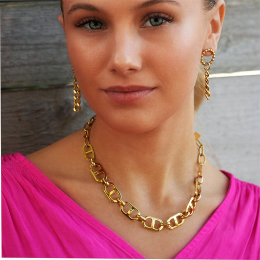 ZOIE: Duo Chain Link Statement Necklace