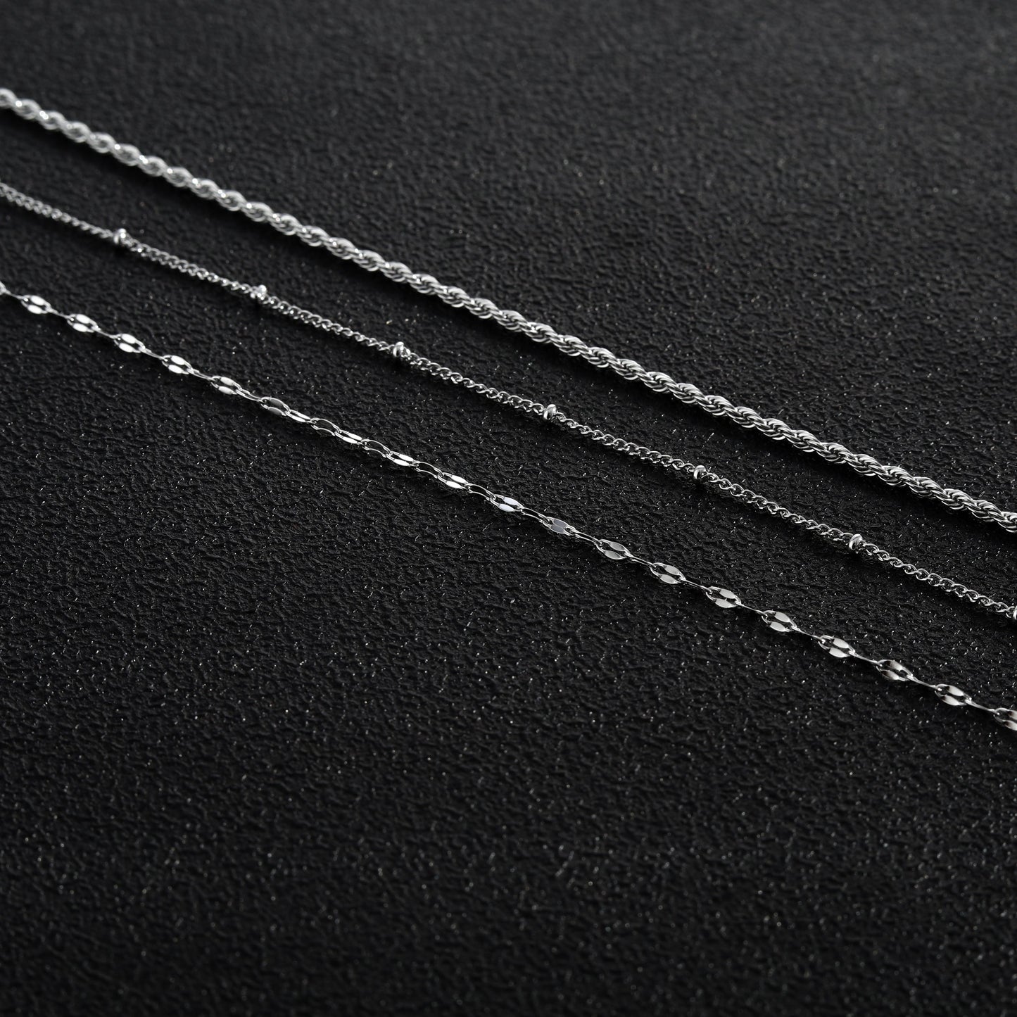 ZURI Triple Layer Mixed-Chain Necklace in Silver