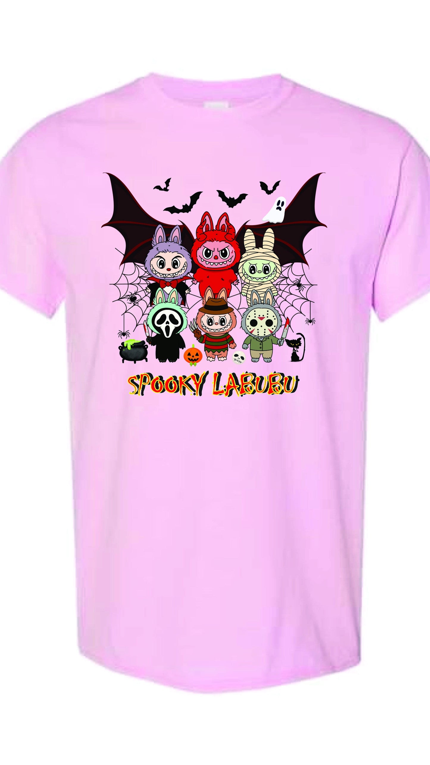 [Adult size] Halloween Labubu Graphic Tee: Kawaii Spooky 100% Cotton Unisex Shirt