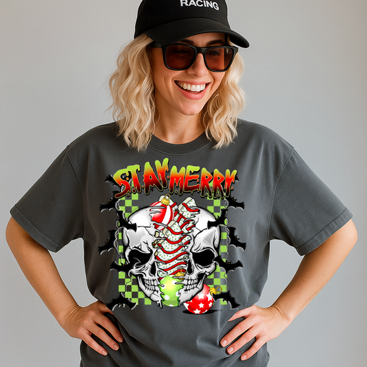 T-Shirt Crewneck Hoody  Stay Merry Punk Rock Christmas