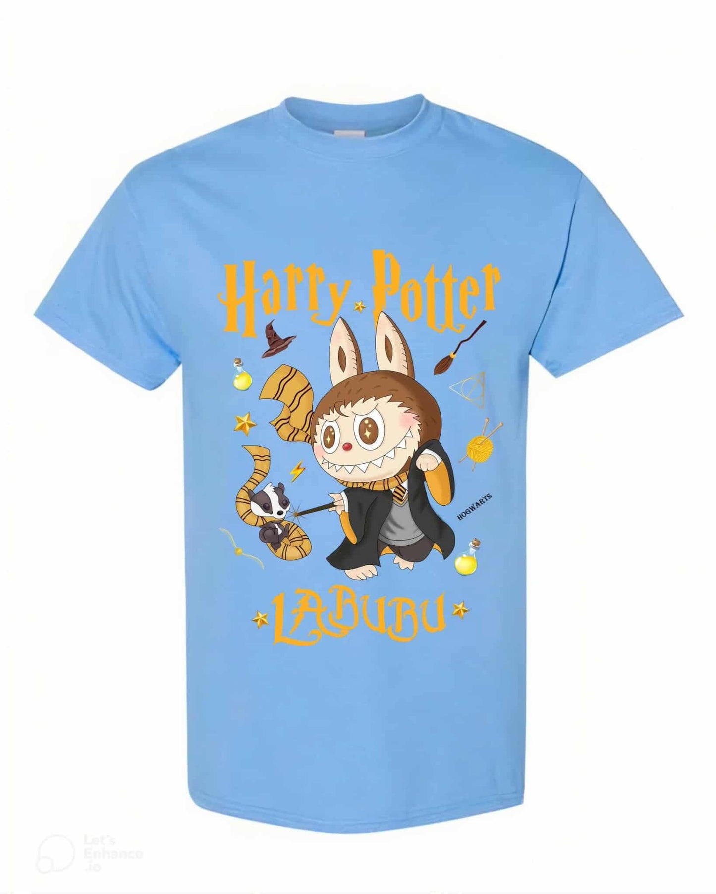 [Adult size] Harry Potter Labubu T-Shirt – Kawaii Wizard Graphic Tee, 100% Cotton