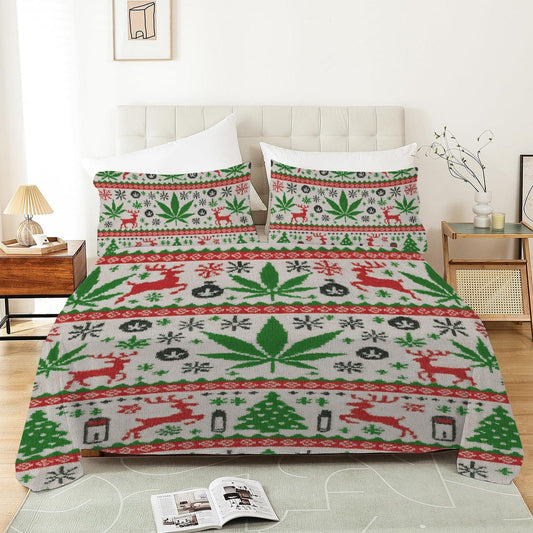 OG Xmas 4-Piece Bedding Set with Blank Fitted Sheet (Queen 68.9x82.7inch)