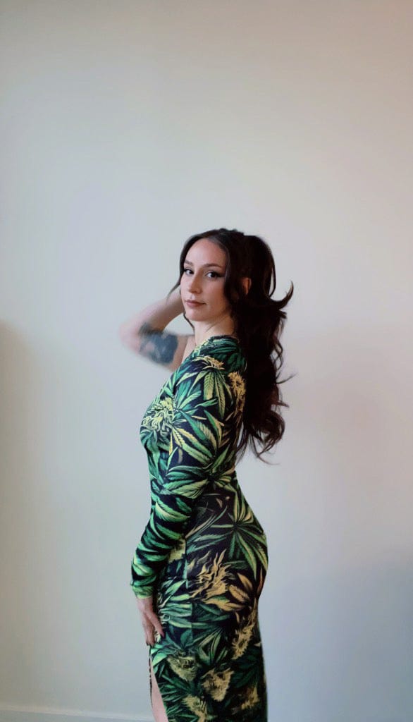 Big Buds One-Shoulder Slit Maxi Dress