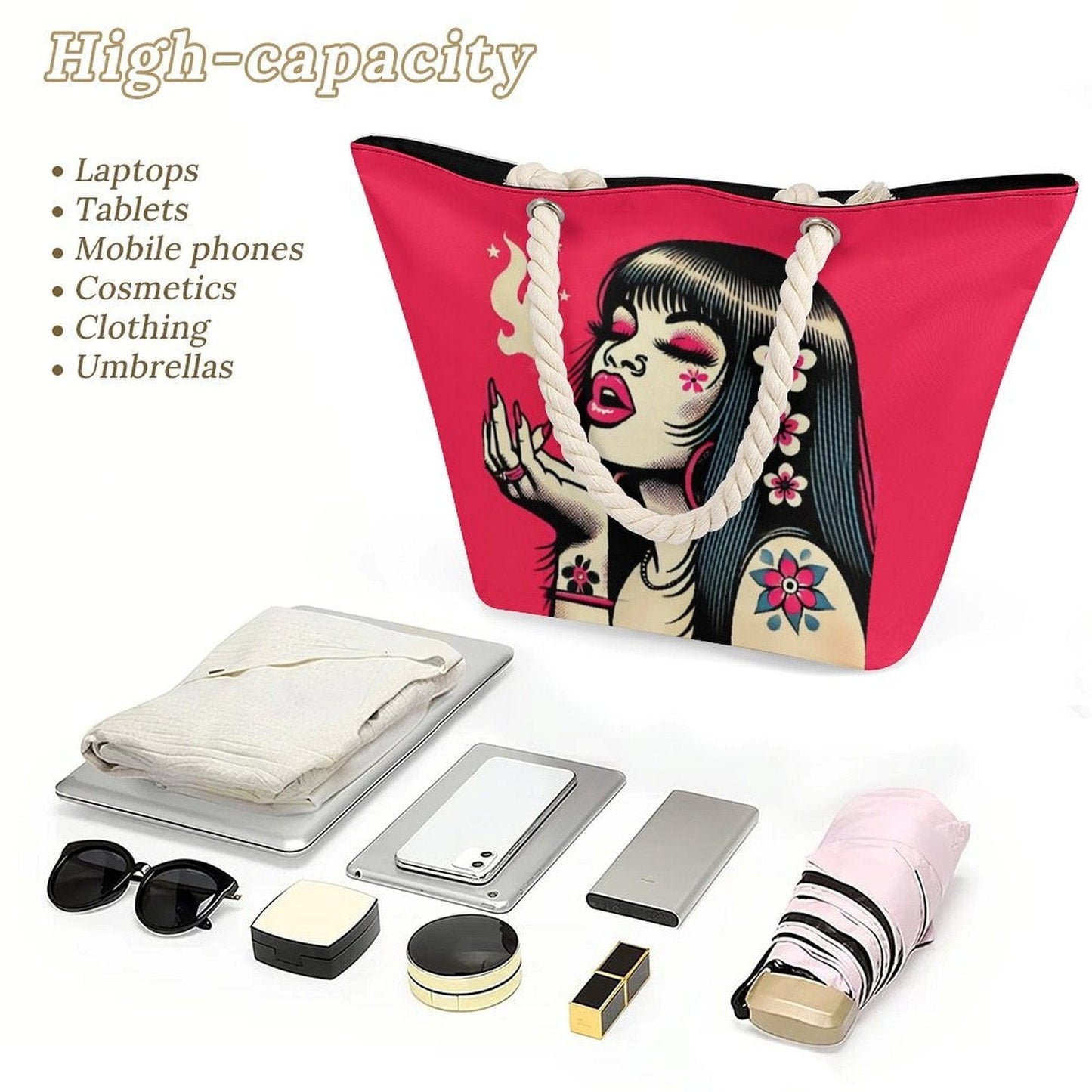 Pink Diesel Hemp rope tote bag